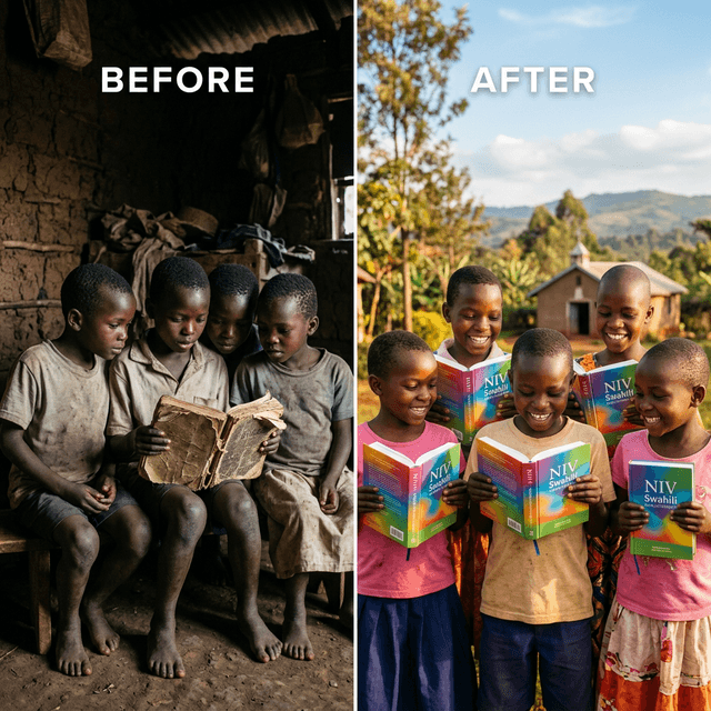 Comparison of children sharing a Bible